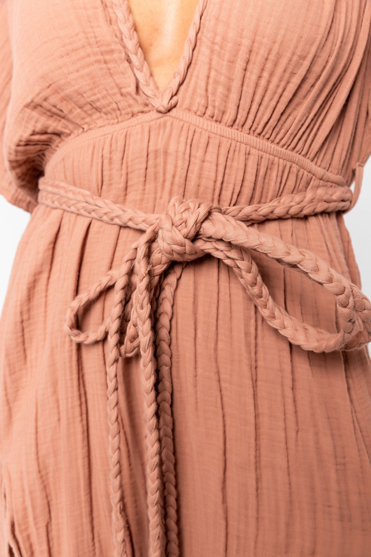 BOHEMIAN KNIT DRESS WITH DEEP SLIT