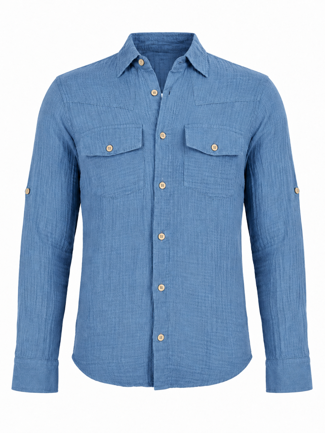 MEN'S COTTON SHIRT WITH DOUBLE POCKET DETAIL