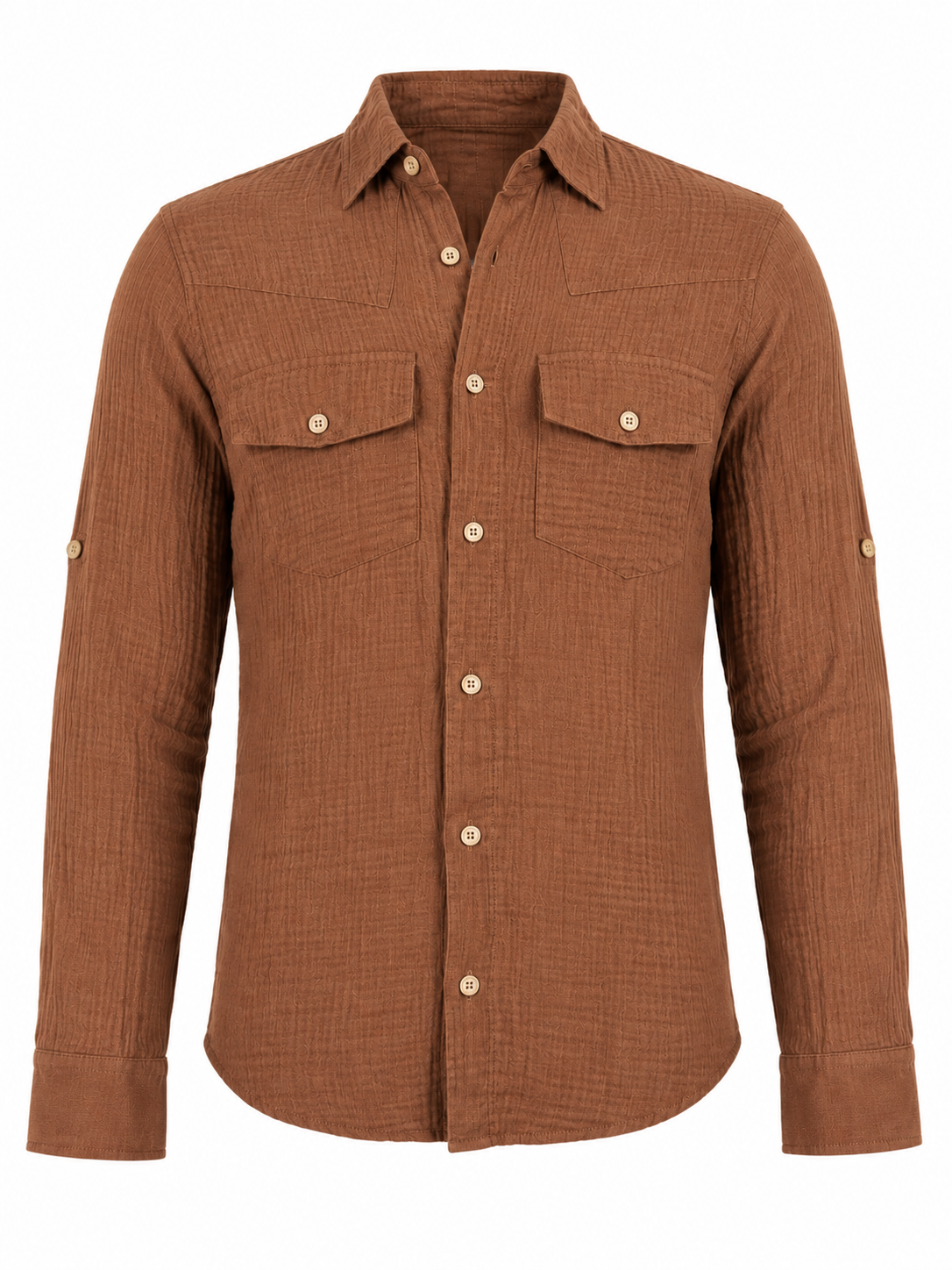 MEN'S COTTON SHIRT WITH DOUBLE POCKET DETAIL