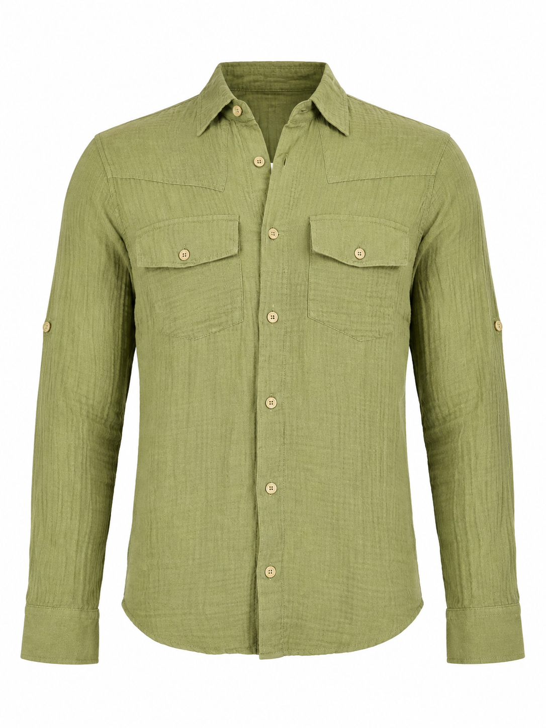 MEN'S COTTON SHIRT WITH DOUBLE POCKET DETAIL