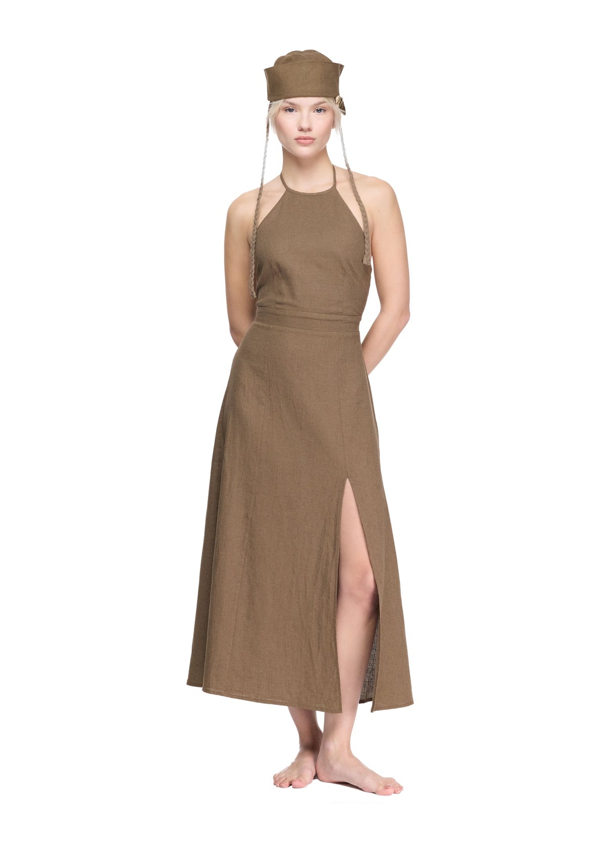 Olea Halter Keten Elbise
