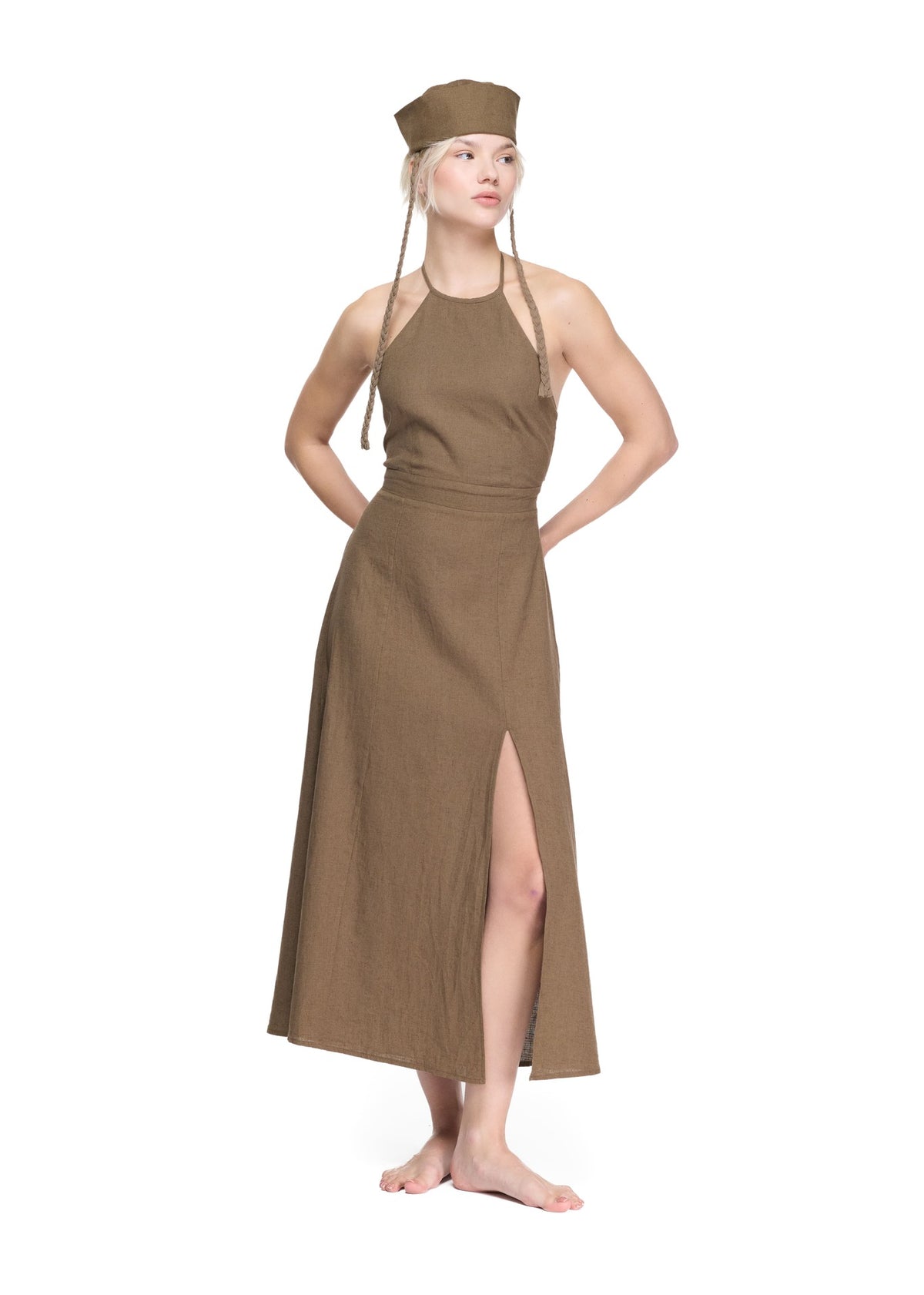 Olea Halter Keten Elbise