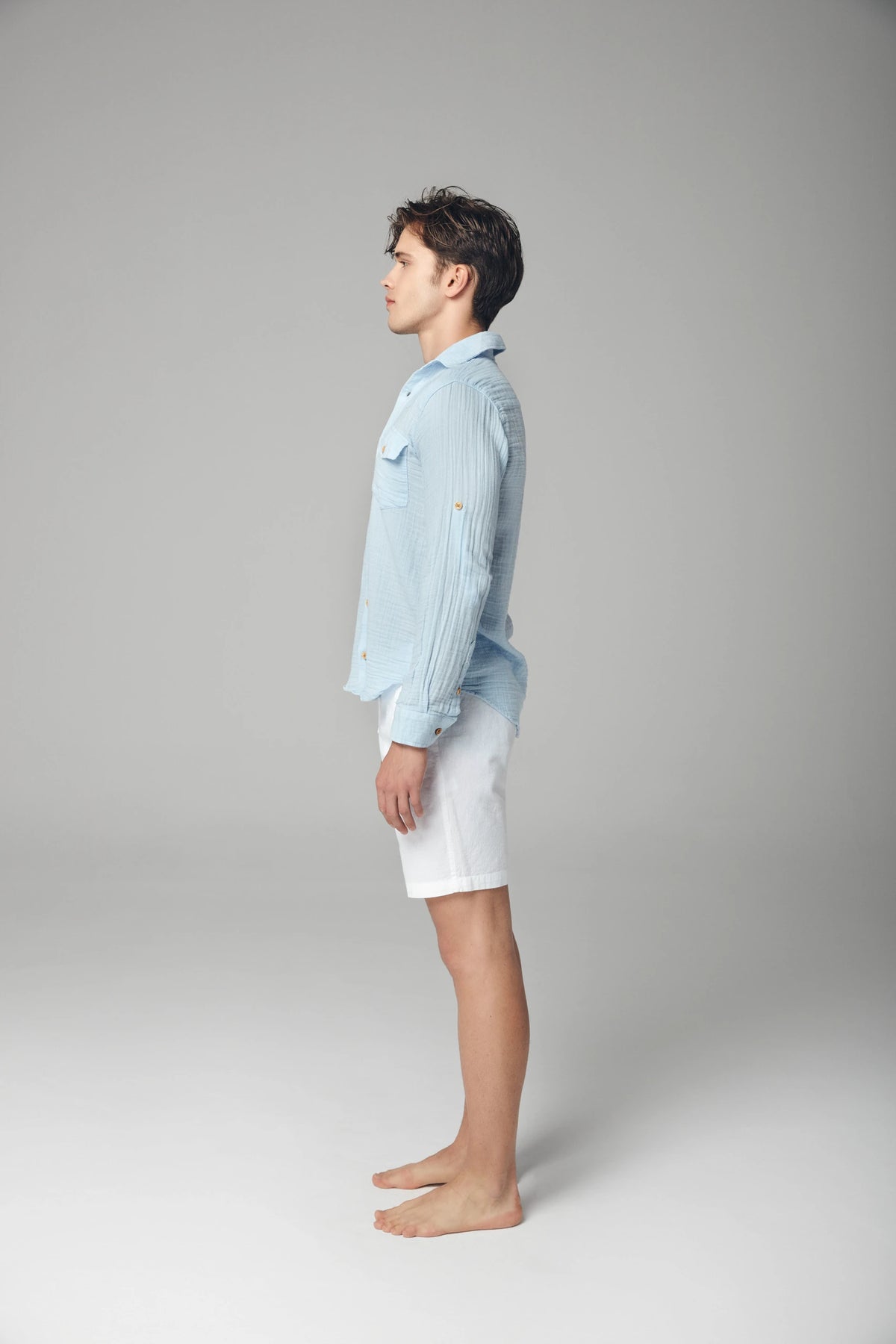 MEN'S COTTON SHIRT WITH DOUBLE POCKET DETAIL