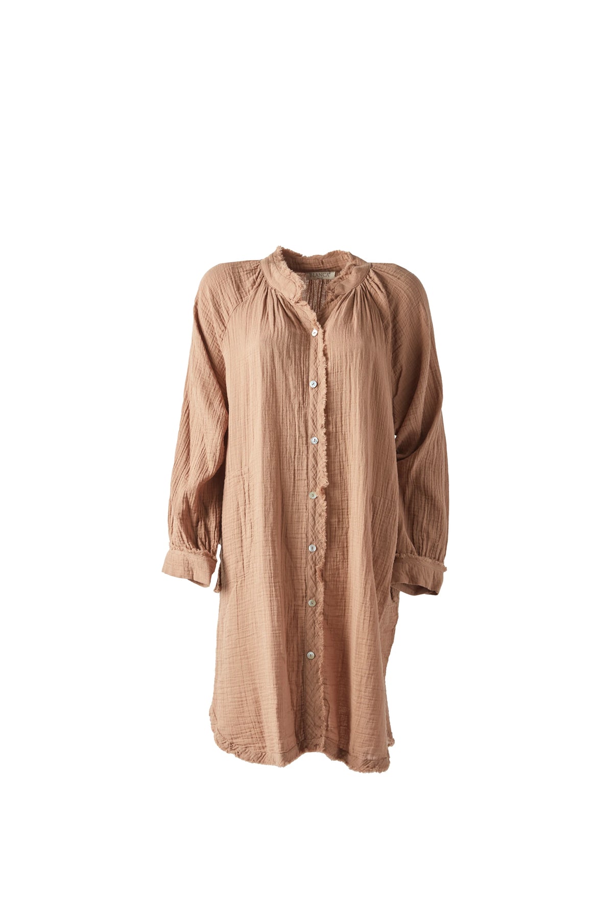 SHORT SHIRT DRESS WITH RAW SEAM DETAIL