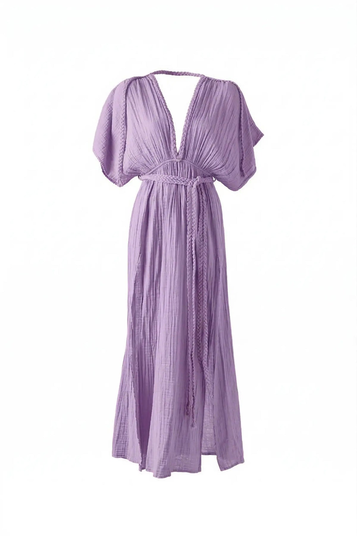 BOHEMIAN KNIT DRESS WITH DEEP SLIT
