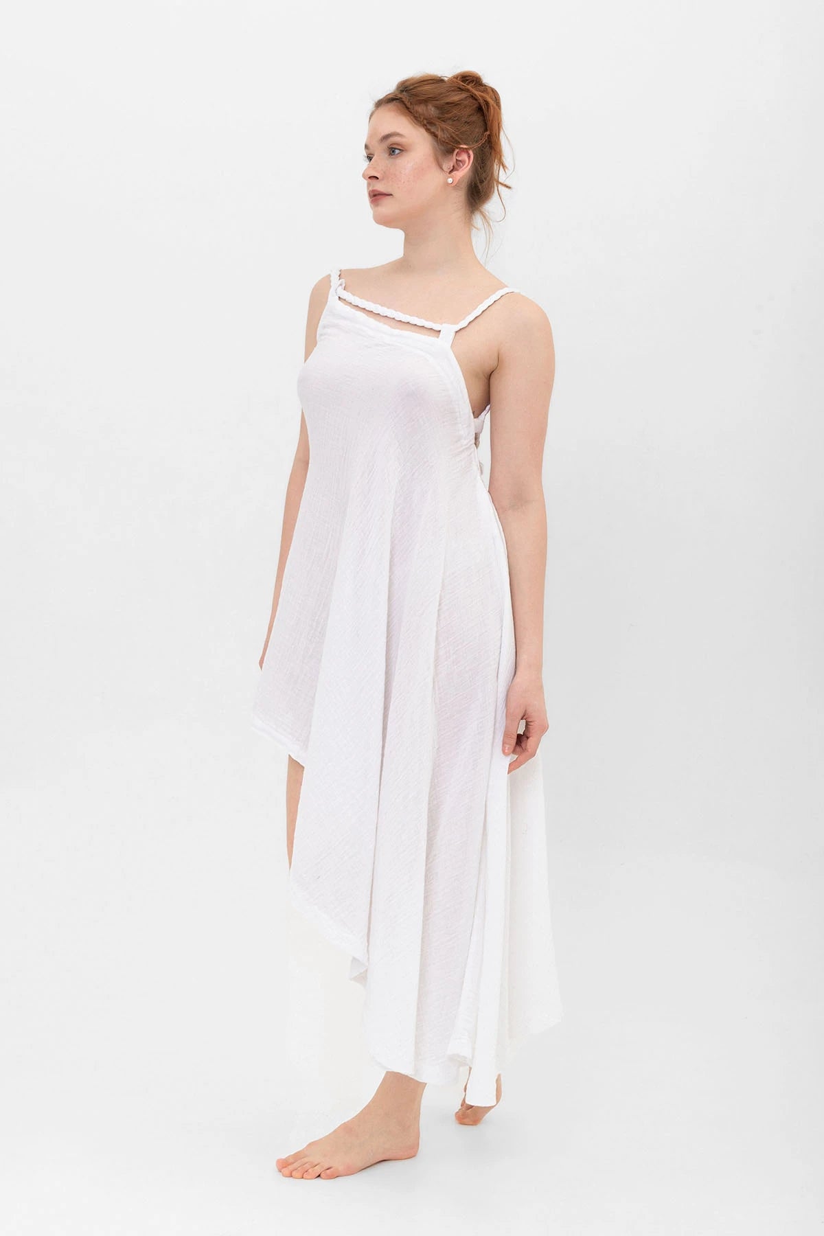 KORA ASYMMETRIC DRESS WITH CHAIN KNIT DETAIL