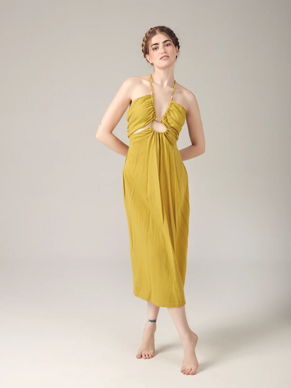 MAR BEADED LOW-CUT DRESS