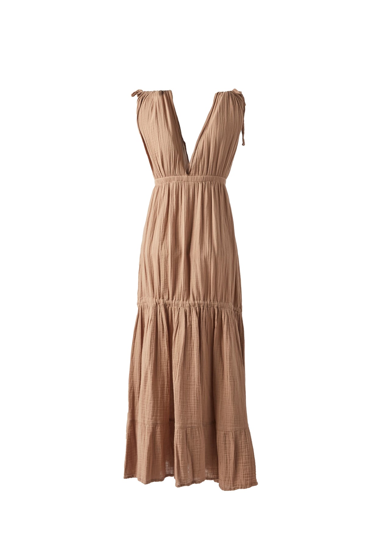 RIEKA Layered Cotton Dress with Deep V-Neck Detail
